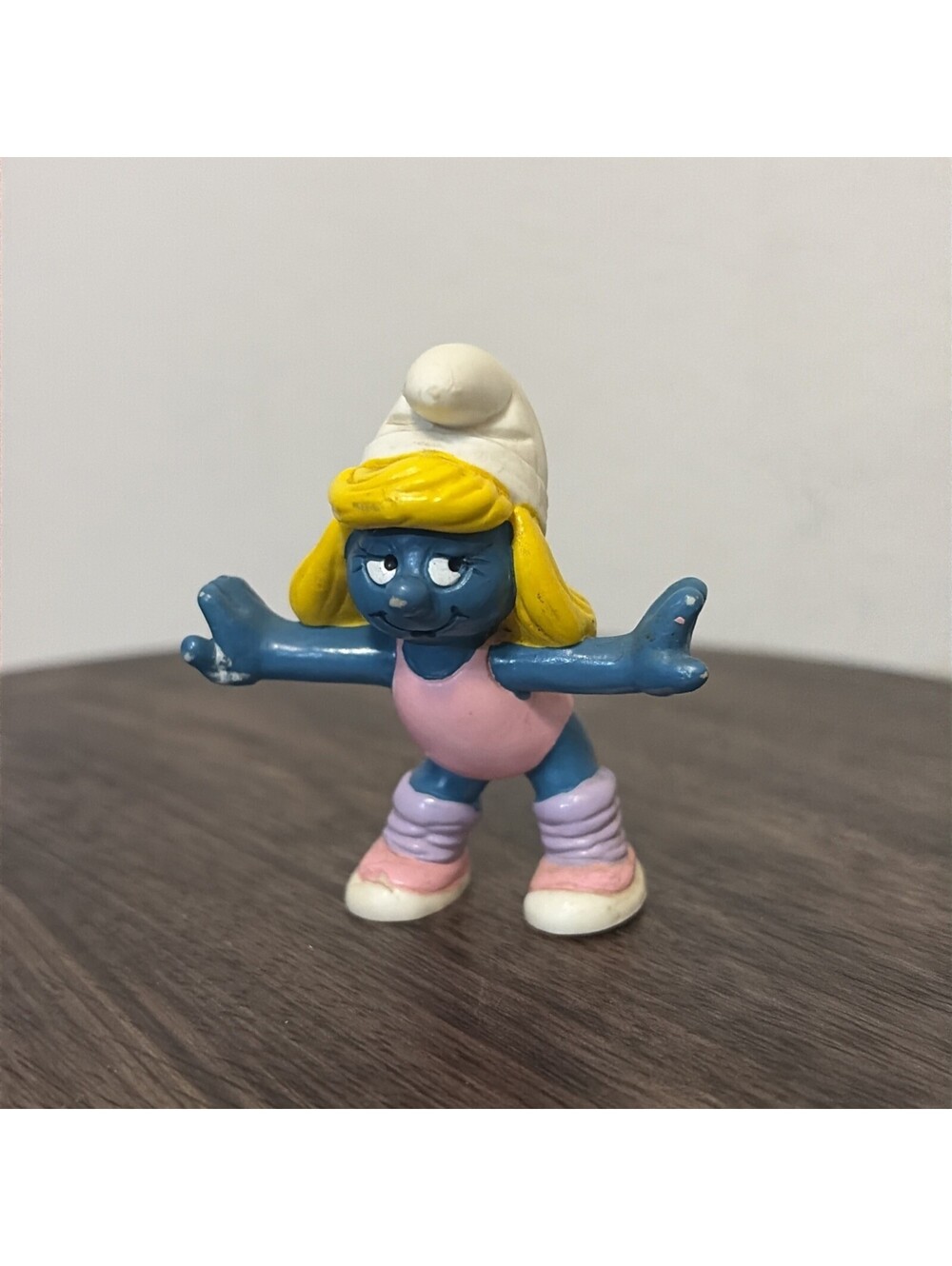 Smurfs Aerobic Smurfette Smurf Vtg Figure Schleich PVC Figurine Leg Warmers 1984